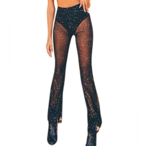 Black Sequin Festival Pants - Picture 2 of 4